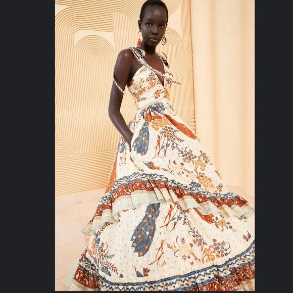 Ulla Johnson Meera Crisscross-Strap Tiered-Ruffle Maxi Dress Egret - Picture 3 of 4